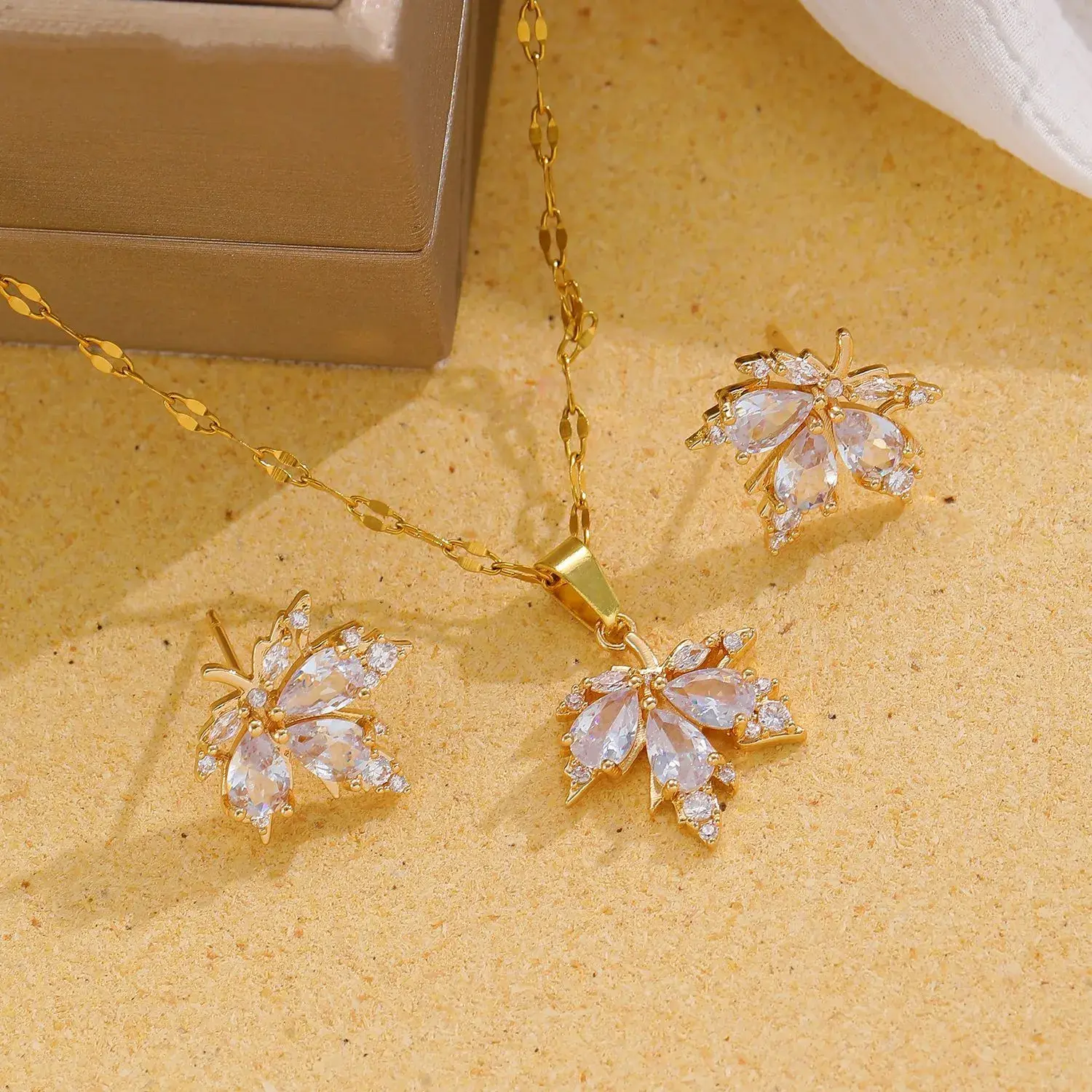 Leaf Necklace & Earring Set - FY0194